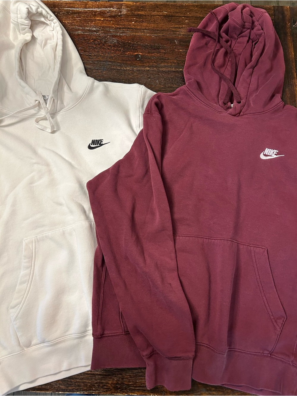 Nike Sportswear Club Fleece Pullover Hoodie Bundle Set - Burgundy & White - Picture 2 of 14